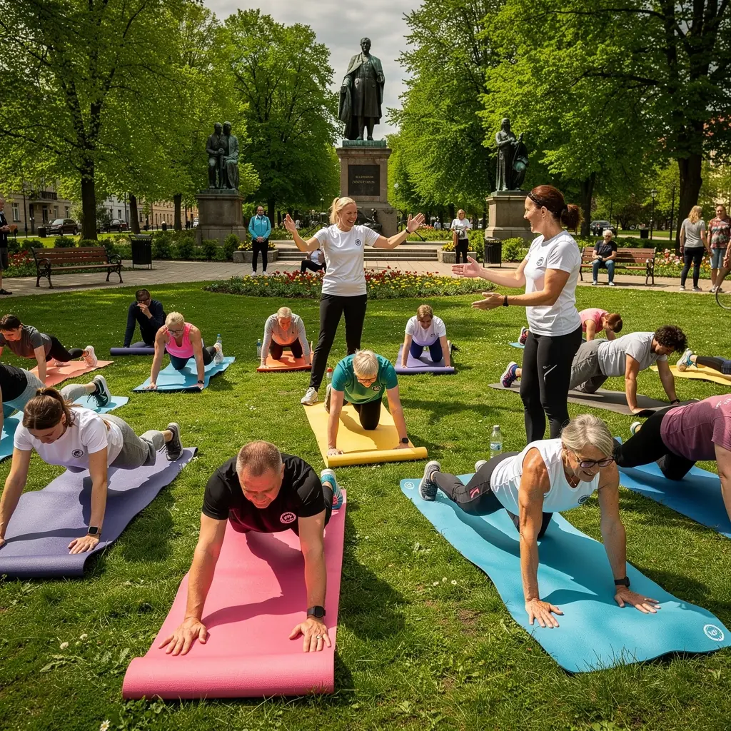Instruktors demonstrē vēdera stiprināšanas vingrinājumus video lekcijā.